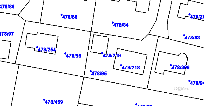 Parcela st. 478/219 v KÚ Roudné, Katastrální mapa