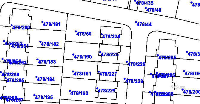 Parcela st. 478/225 v KÚ Roudné, Katastrální mapa