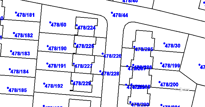 Parcela st. 478/226 v KÚ Roudné, Katastrální mapa