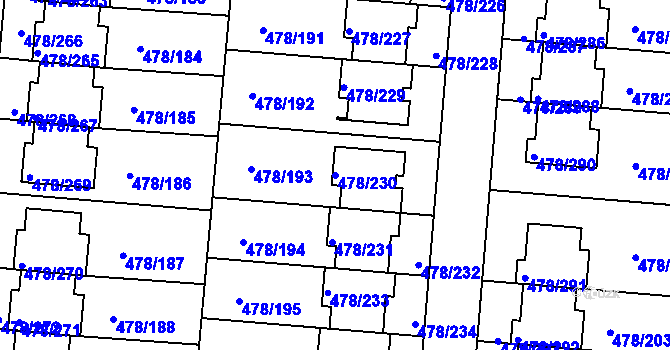 Parcela st. 478/230 v KÚ Roudné, Katastrální mapa