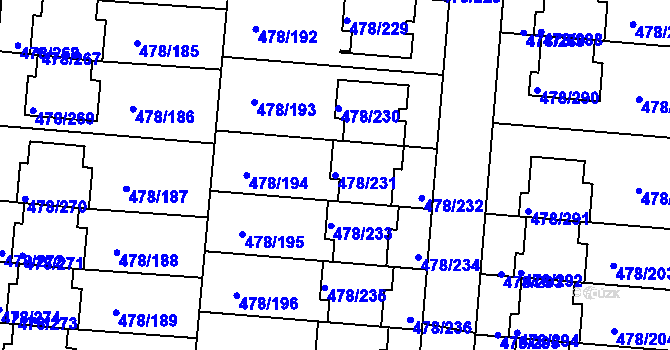 Parcela st. 478/231 v KÚ Roudné, Katastrální mapa
