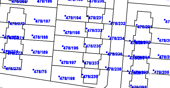 Parcela st. 478/235 v KÚ Roudné, Katastrální mapa