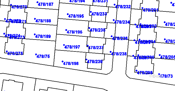 Parcela st. 478/237 v KÚ Roudné, Katastrální mapa