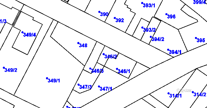 Parcela st. 346/2 v KÚ Roudné, Katastrální mapa