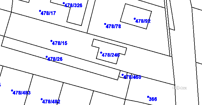 Parcela st. 478/246 v KÚ Roudné, Katastrální mapa