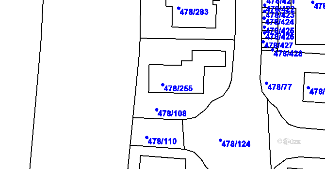 Parcela st. 478/255 v KÚ Roudné, Katastrální mapa