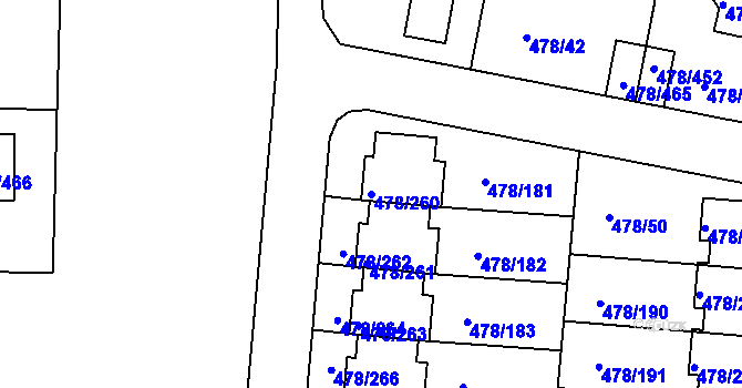 Parcela st. 478/260 v KÚ Roudné, Katastrální mapa