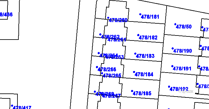 Parcela st. 478/263 v KÚ Roudné, Katastrální mapa
