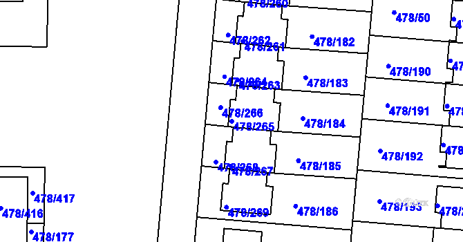 Parcela st. 478/265 v KÚ Roudné, Katastrální mapa