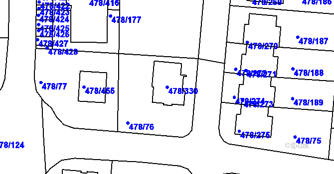 Parcela st. 478/330 v KÚ Roudné, Katastrální mapa