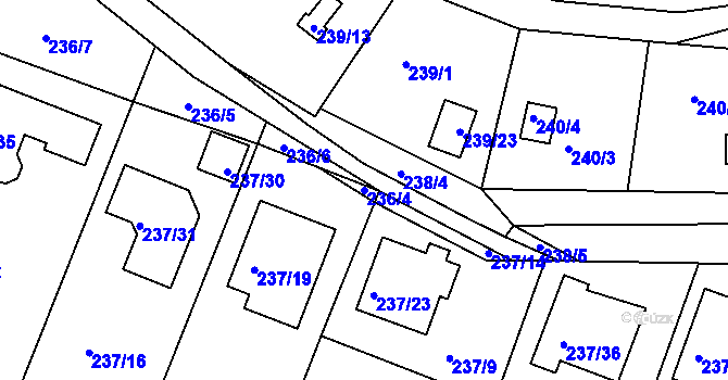 Parcela st. 236/4 v KÚ Roudné, Katastrální mapa