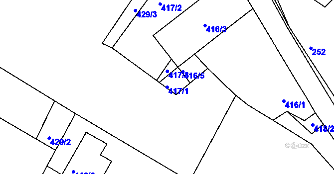 Parcela st. 417/1 v KÚ Roudné, Katastrální mapa