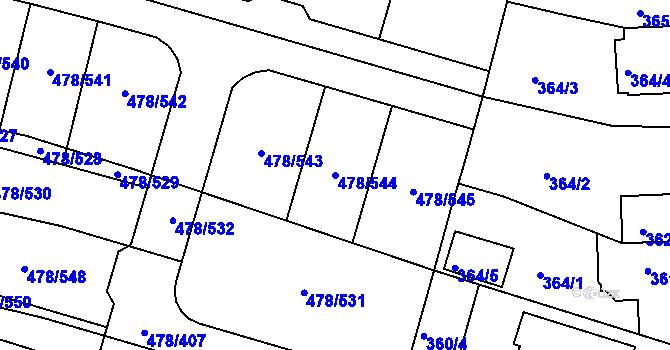 Parcela st. 478/544 v KÚ Roudné, Katastrální mapa