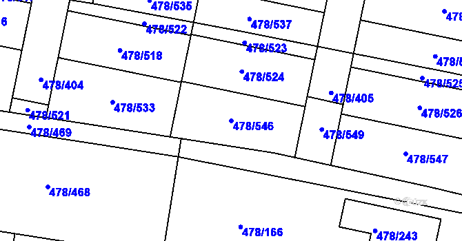 Parcela st. 478/546 v KÚ Roudné, Katastrální mapa