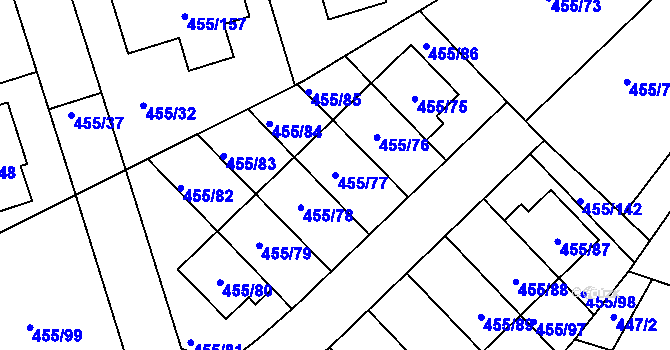 Parcela st. 455/77 v KÚ Roudné, Katastrální mapa