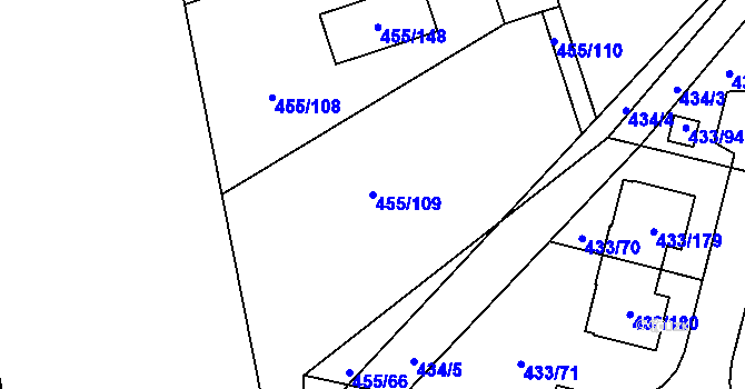 Parcela st. 455/109 v KÚ Roudné, Katastrální mapa