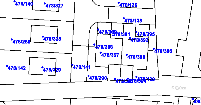 Parcela st. 478/397 v KÚ Roudné, Katastrální mapa