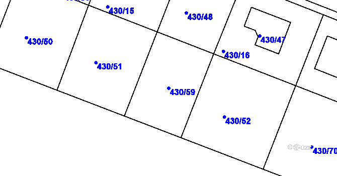 Parcela st. 430/59 v KÚ Roudné, Katastrální mapa