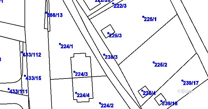 Parcela st. 238/3 v KÚ Roudné, Katastrální mapa