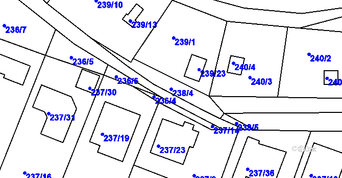 Parcela st. 238/4 v KÚ Roudné, Katastrální mapa