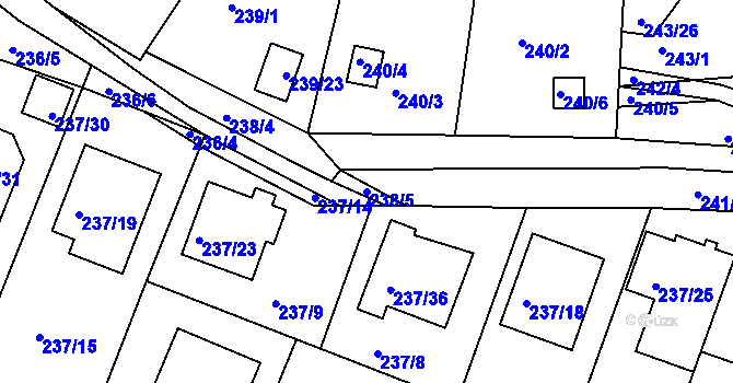 Parcela st. 238/5 v KÚ Roudné, Katastrální mapa