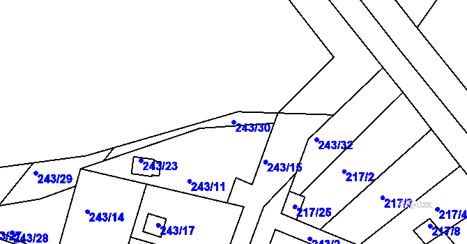 Parcela st. 243/30 v KÚ Roudné, Katastrální mapa