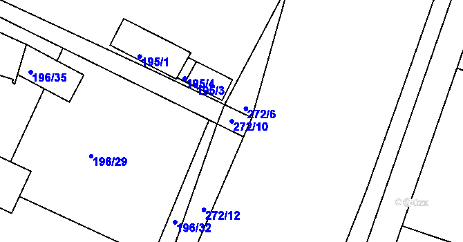 Parcela st. 272/10 v KÚ Roudné, Katastrální mapa