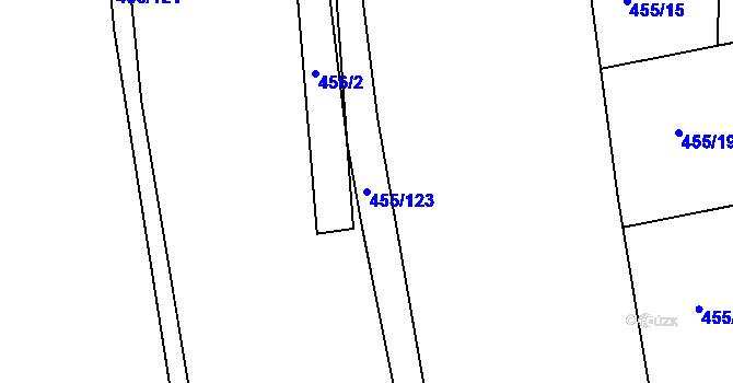 Parcela st. 455/123 v KÚ Roudné, Katastrální mapa