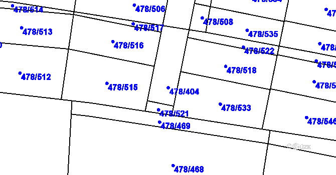 Parcela st. 478/404 v KÚ Roudné, Katastrální mapa