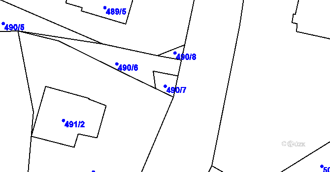 Parcela st. 490/7 v KÚ Roudné, Katastrální mapa