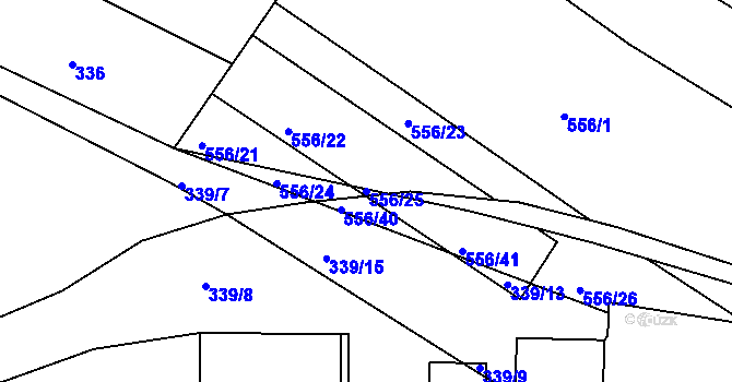 Parcela st. 556/25 v KÚ Roudné, Katastrální mapa