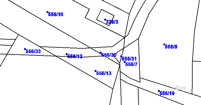 Parcela st. 556/30 v KÚ Roudné, Katastrální mapa