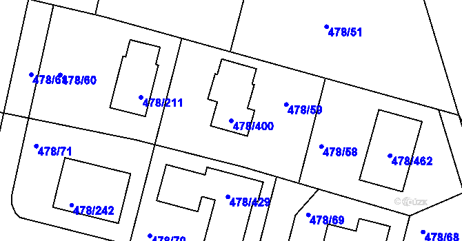 Parcela st. 478/400 v KÚ Roudné, Katastrální mapa