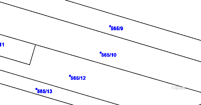 Parcela st. 565/10 v KÚ Roudné, Katastrální mapa