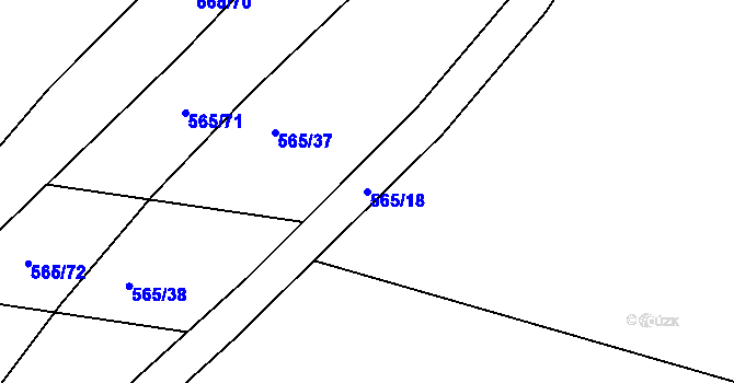 Parcela st. 565/18 v KÚ Roudné, Katastrální mapa