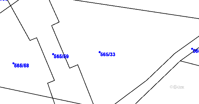 Parcela st. 565/33 v KÚ Roudné, Katastrální mapa
