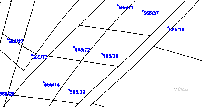 Parcela st. 565/38 v KÚ Roudné, Katastrální mapa