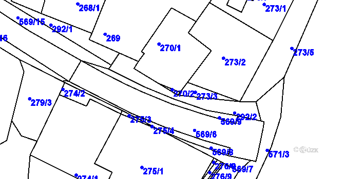 Parcela st. 270/2 v KÚ Roudné, Katastrální mapa