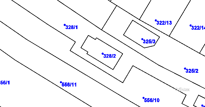 Parcela st. 328/2 v KÚ Roudné, Katastrální mapa