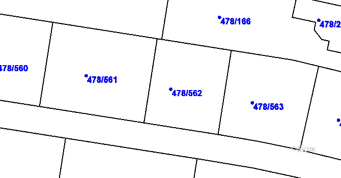 Parcela st. 478/562 v KÚ Roudné, Katastrální mapa