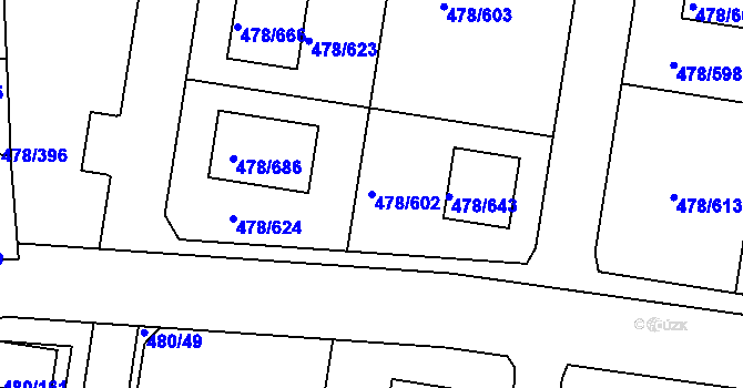 Parcela st. 478/602 v KÚ Roudné, Katastrální mapa