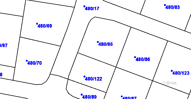 Parcela st. 480/85 v KÚ Roudné, Katastrální mapa