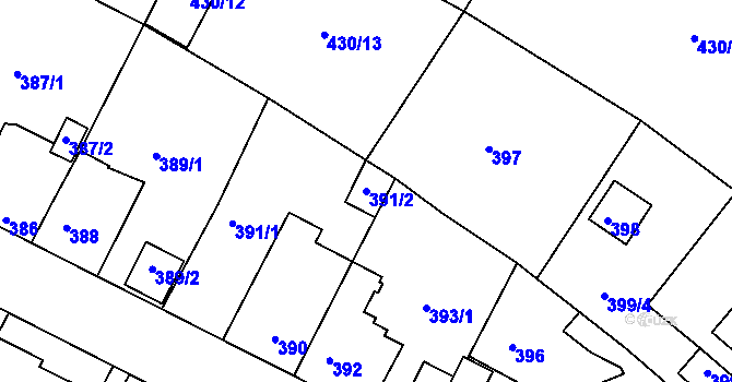 Parcela st. 391/2 v KÚ Roudné, Katastrální mapa
