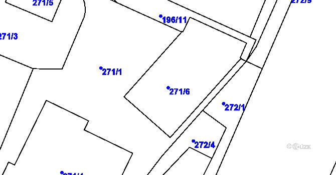 Parcela st. 271/6 v KÚ Roudné, Katastrální mapa