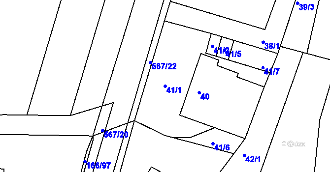 Parcela st. 41/1 v KÚ Vidov, Katastrální mapa