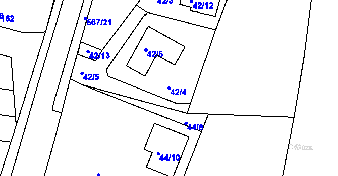 Parcela st. 42/4 v KÚ Vidov, Katastrální mapa