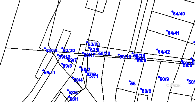 Parcela st. 50/20 v KÚ Vidov, Katastrální mapa