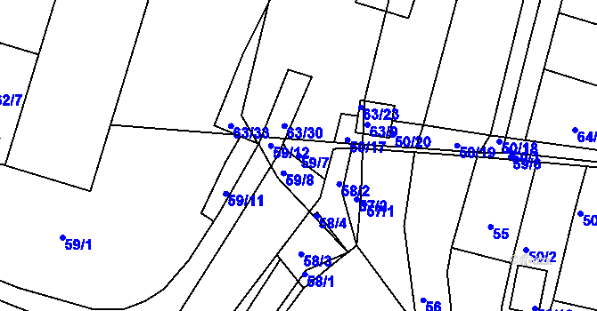 Parcela st. 59/7 v KÚ Vidov, Katastrální mapa