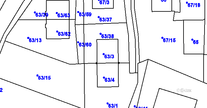 Parcela st. 63/3 v KÚ Vidov, Katastrální mapa
