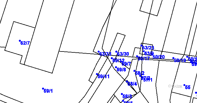 Parcela st. 63/33 v KÚ Vidov, Katastrální mapa